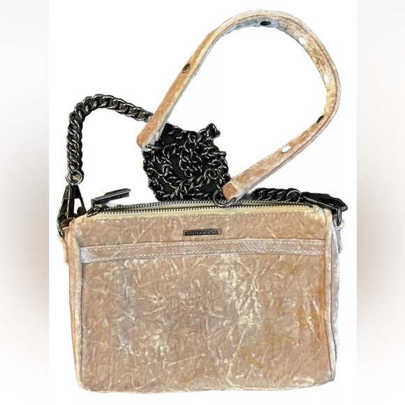 Rebecca Minkoff Suede Mini MAC Crossbody Purse Pink/Taupe Blend - Picture 2 of 16